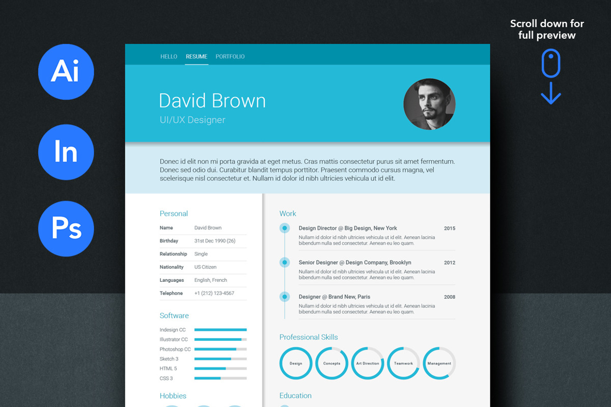 Material Resume Bundle, a Resume Template by ikono.me (Photo 4 of 6)