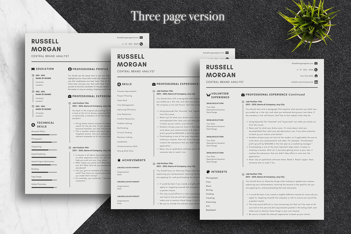 Neat Modern CV Template Pack | Canva, a Resume Template by Lux Resume (Photo 3 of 9)