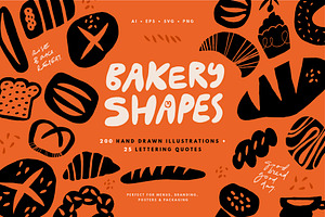 BAKERY SHAPES | HAND DRAWN CLIPART, a Decorative Illustration by Favete Art