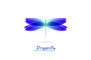 Dragonfly Flat Icon With Soft