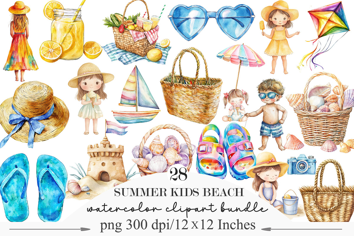 Summer Kids Beach Clipart, an Illustration by Designking (Photo 1 of 5)