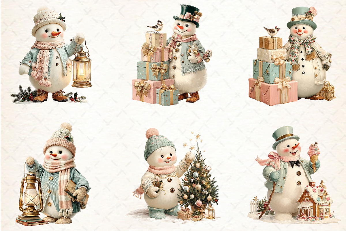 Whimsical Christmas Snowman Clipart, a Seasonal Illustration by Rose Art (Photo 4 of 6)