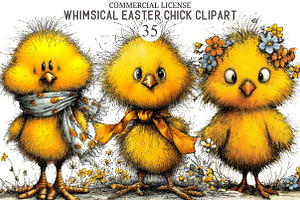 Whimsical Easter Chick Clipart, an Illustration by designcity5