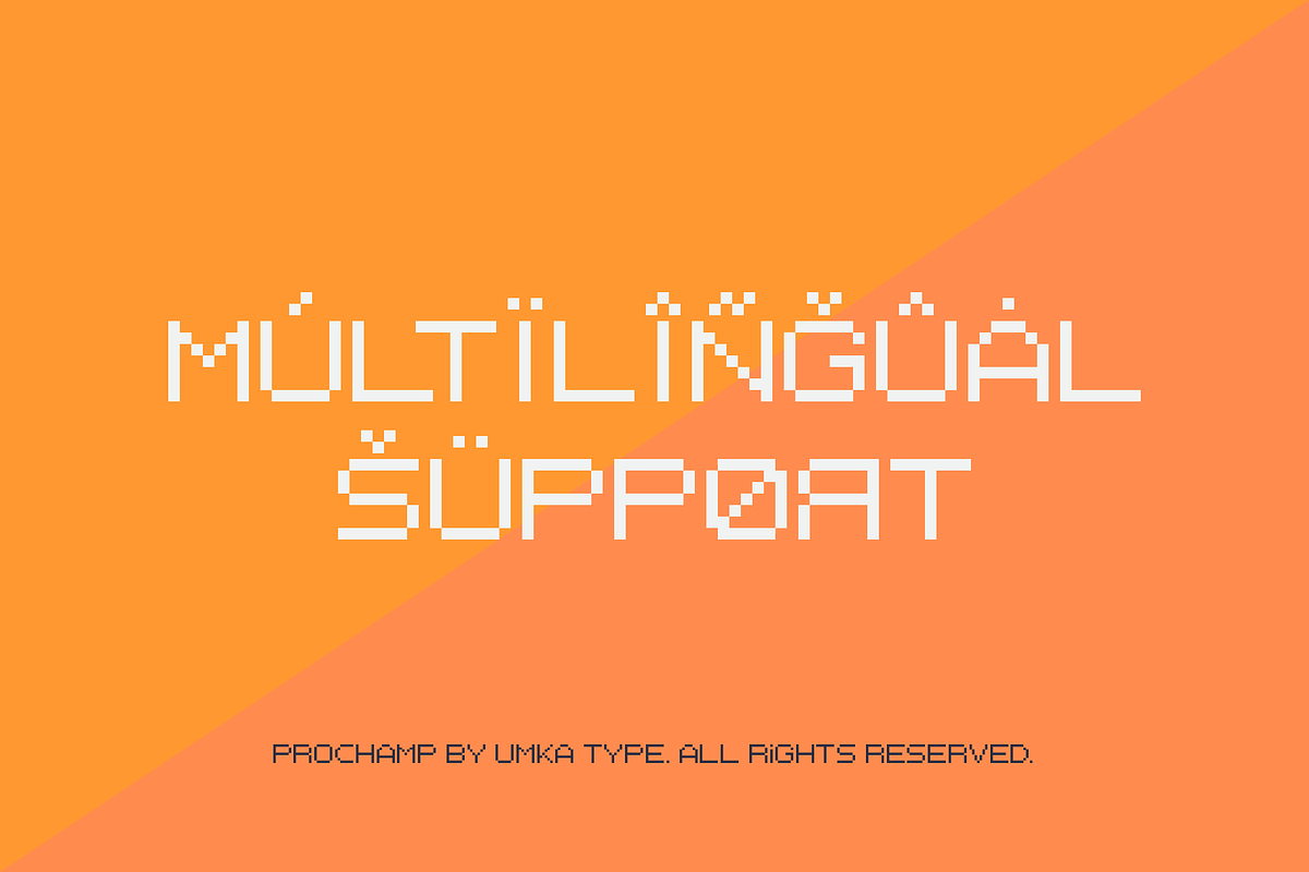 Prochamp Pixel Game Font, a Font by alpercakici (Photo 5 of 13)