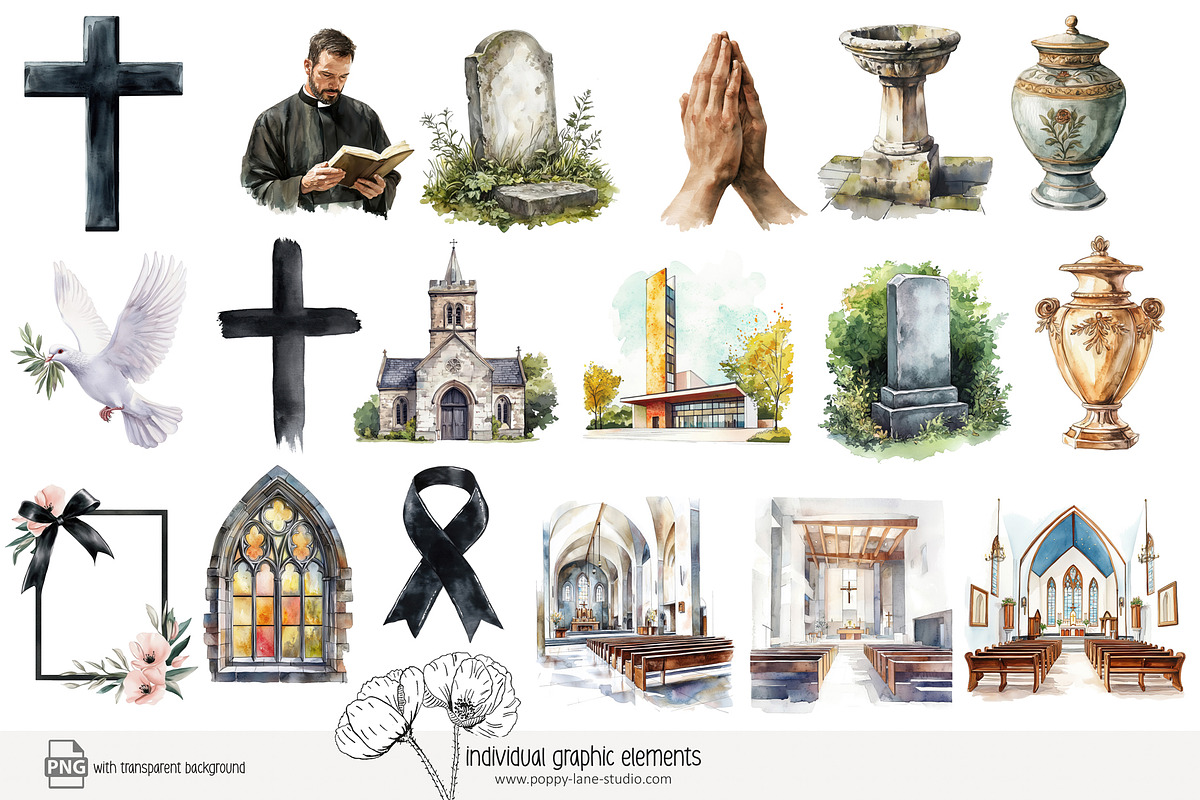 105 Christian funeral clip art, a Person Illustration by Poppy Lane Studio (Photo 8 of 10)
