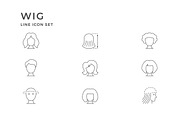 Set line icons of wig, an Outline Icon by motorama (Thumbnail 2 of 2)
