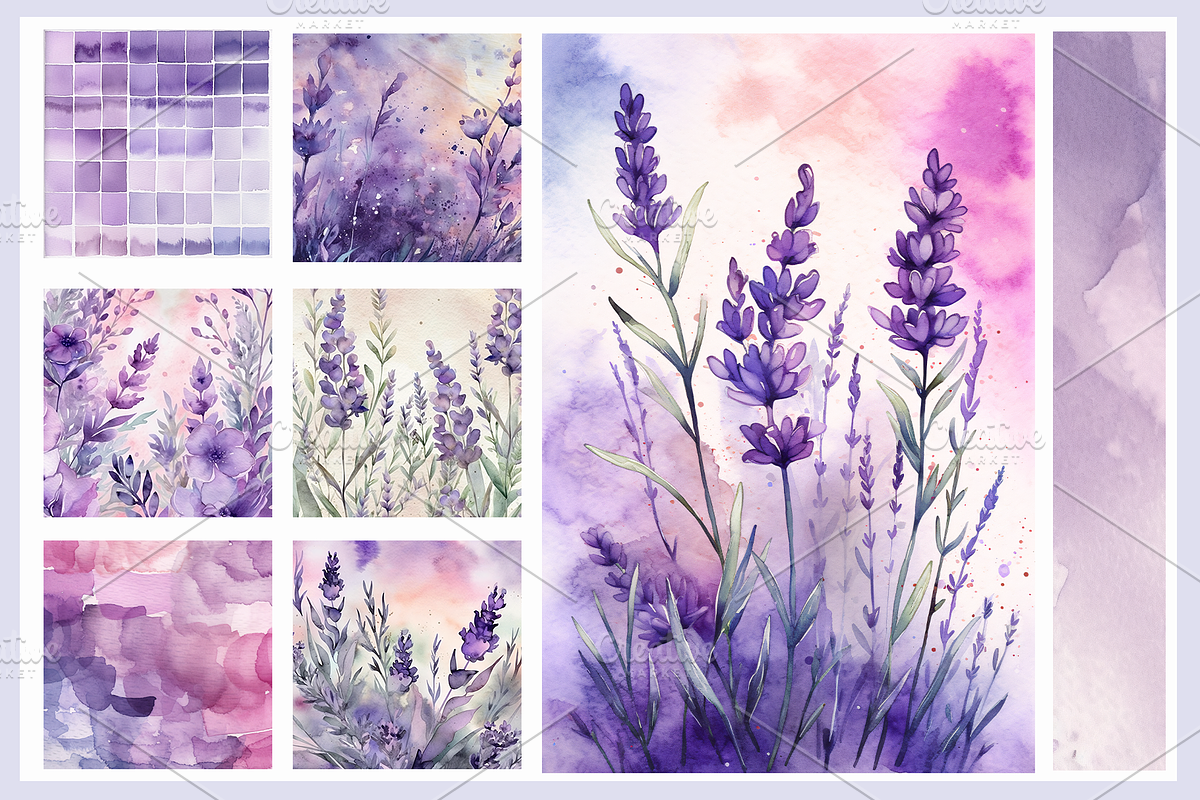 Watercolor Lavender clipart., a Decorative Illustration by Irena Matiash shop (Photo 4 of 5)