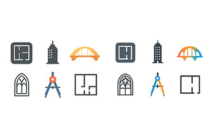 Icons representing architecture and, an Object Illustration by ZinetroN