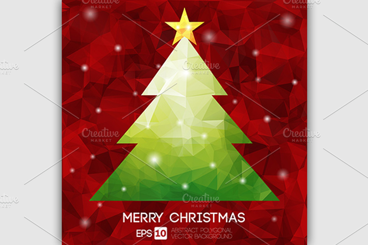 Christmas tree Polygonal Design, an Illustration by VectorCat