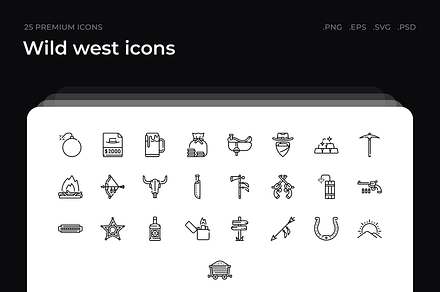 Wild west icons, an Outline Icon by Wencory