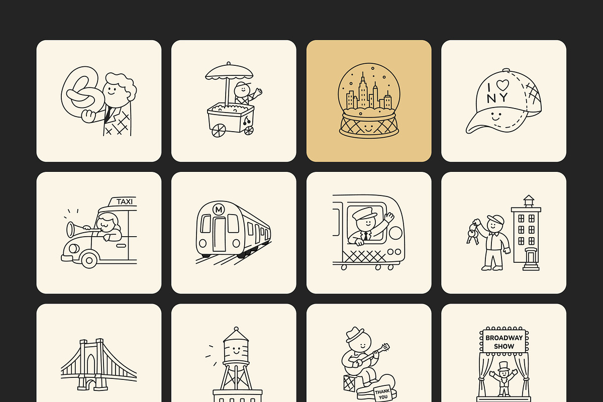 90 New York Hand-Drawn Doodles, an Outline Icon by Prosymbols (Photo 10 of 10)