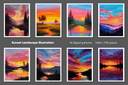 Sunset Landscape Illustration, a Decorative Illustration by Housui Patterns (Thumbnail 3 of 9)