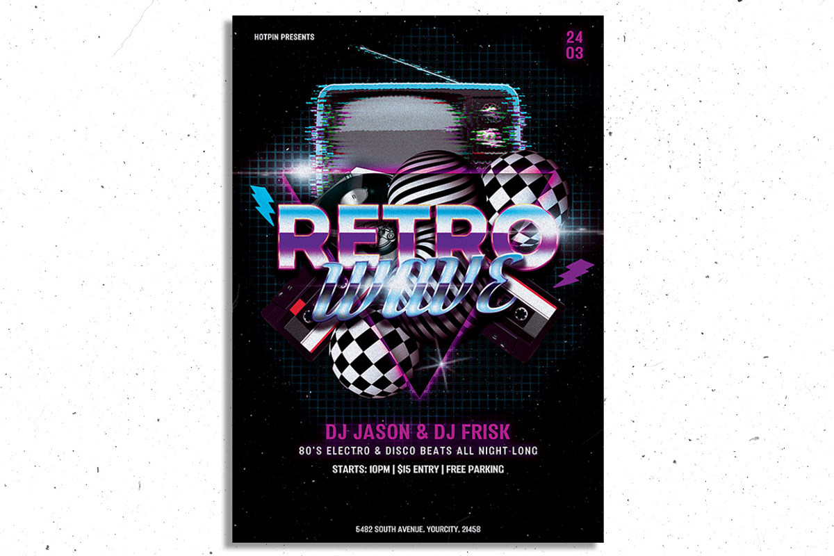 Retro Party Flyer Template, a Flyer Template by Hotpin (Photo 1 of 4)