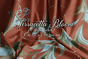 Terracotta Bloom Silk Scarf