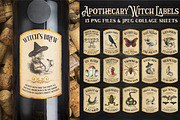 Witch Potion Labels Apothecary, a Seasonal Illustration by RossiGalleria (Thumbnail 1 of 3)