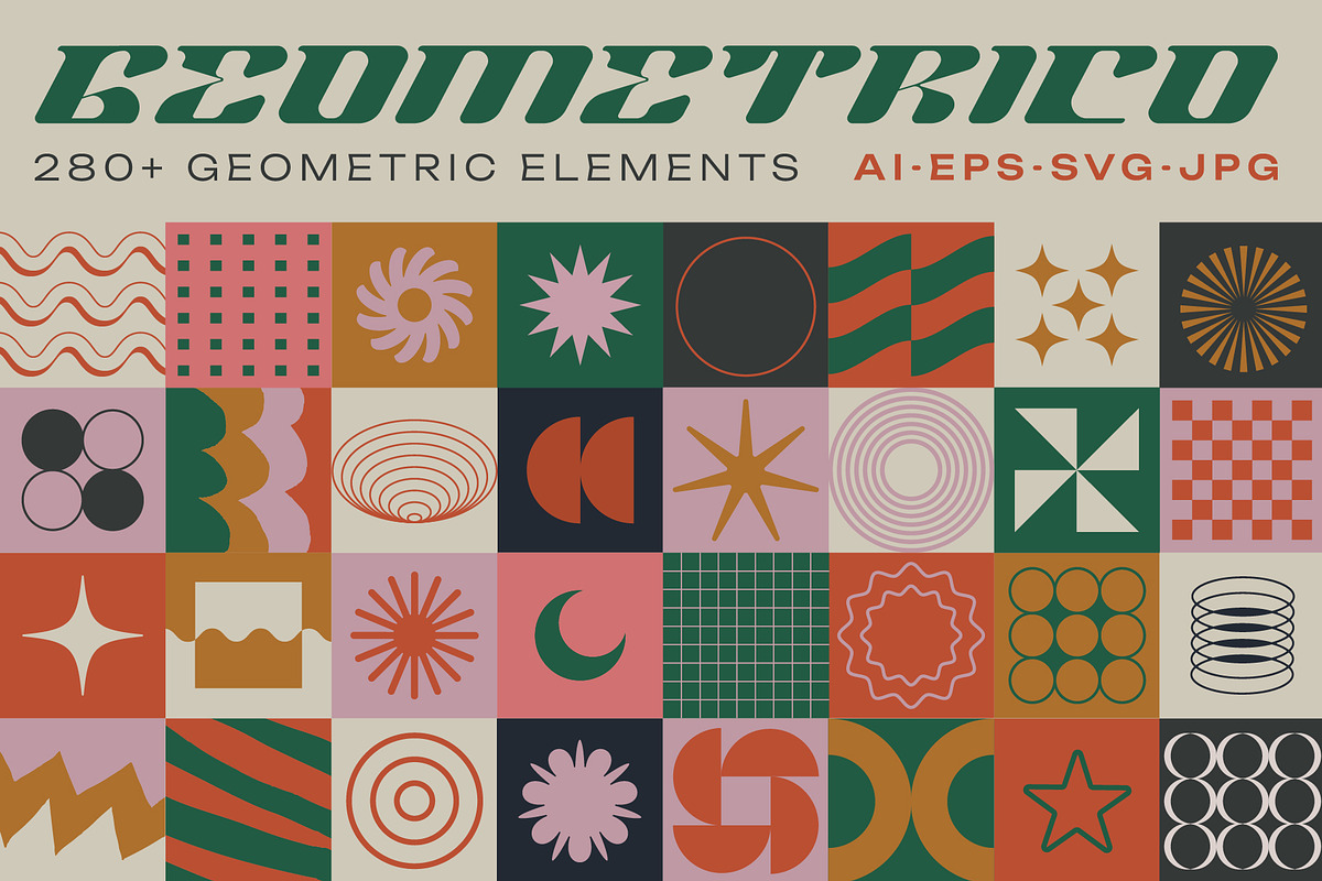 GEOMETRICO - VECTOR GEOMETRIC SHAPES, a Pattern Graphic by craftlove (Photo 1 of 11)