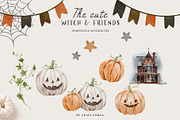 Cute Halloween watercolor clipart, a Seasonal Illustration by Grace Noboa Illustrations (Thumbnail 10 of 12)
