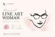 Stylish Woman Face Glasses Line Art, a Person Illustration by Elena Naumchenkova (Thumbnail 1 of 3)