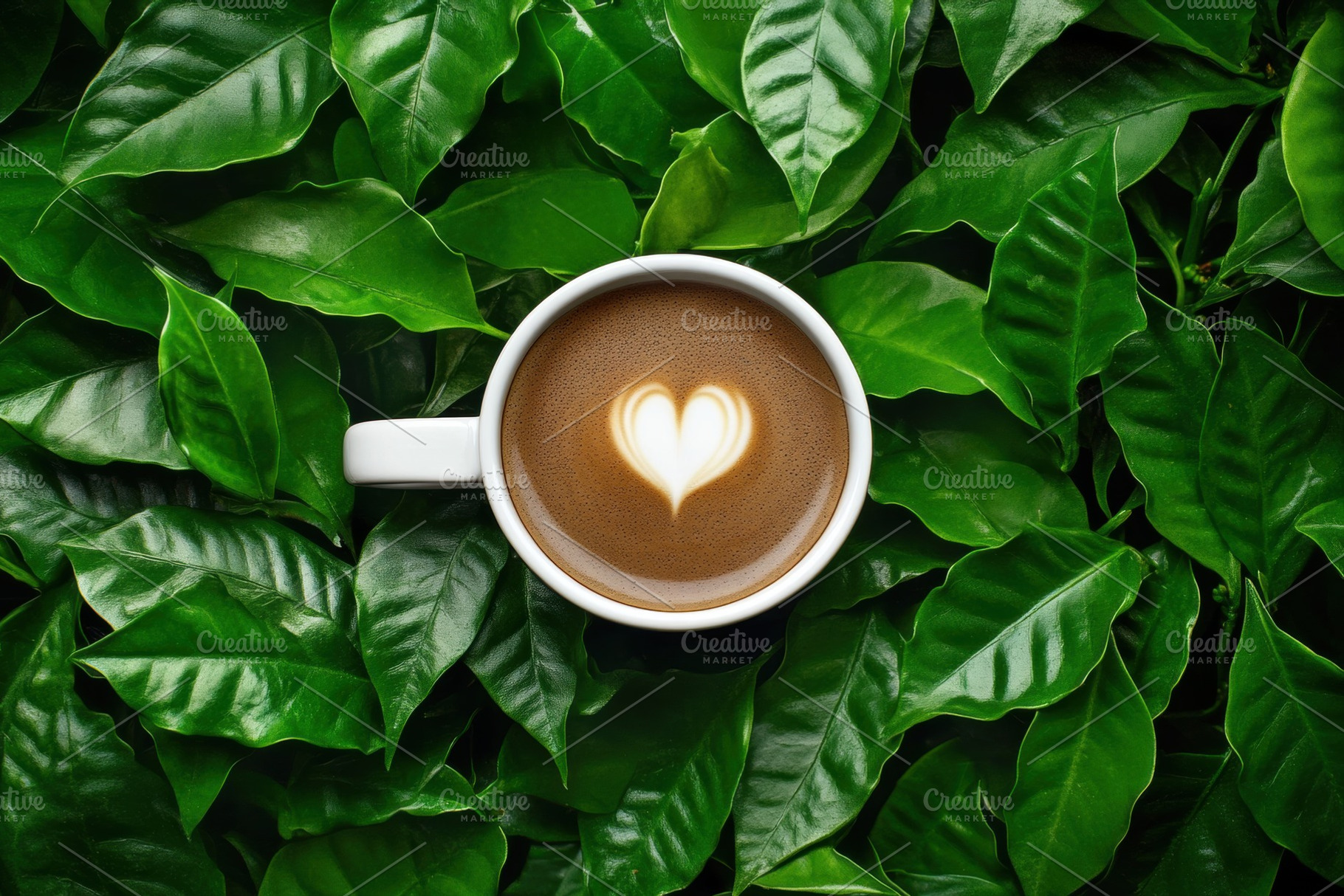 Coffee cup with heart design nestled, a Photo by Pavel_design