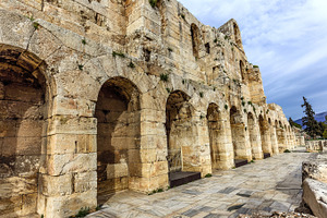 wall of ancient theater in Athens
