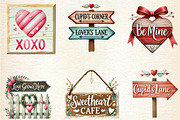 Valentines Day Wooden Sign Clipart, a Seasonal Illustration by DreamArtGraphic (Thumbnail 2 of 5)