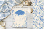 Blue Toile Ocean Set, a Texture Illustration by AlenaVlasko stock Market (Thumbnail 4 of 7)