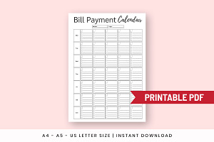 Bill Payment Calendar, a Print Template by Snapybiz