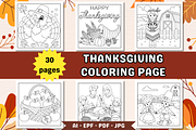 Cute Thanksgiving Coloring Page, a Seasonal Illustration by Salaly (Thumbnail 1 of 10)