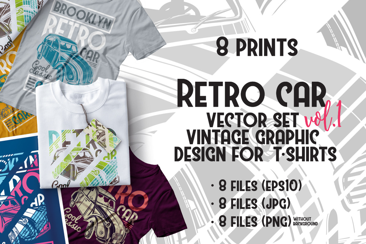 Vintage Car prints tshirt, a Sport Illustration by ArtemKovalenco (Photo 1 of 4)