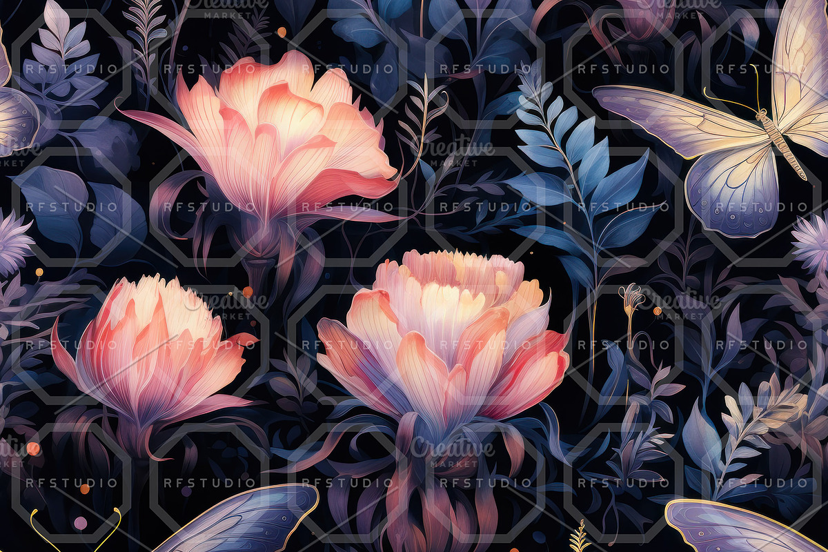 FAERIELIGHT FLORA. Seamless Pack, a Texture Illustration by RefinedFantasyStudio (Photo 8 of 9)
