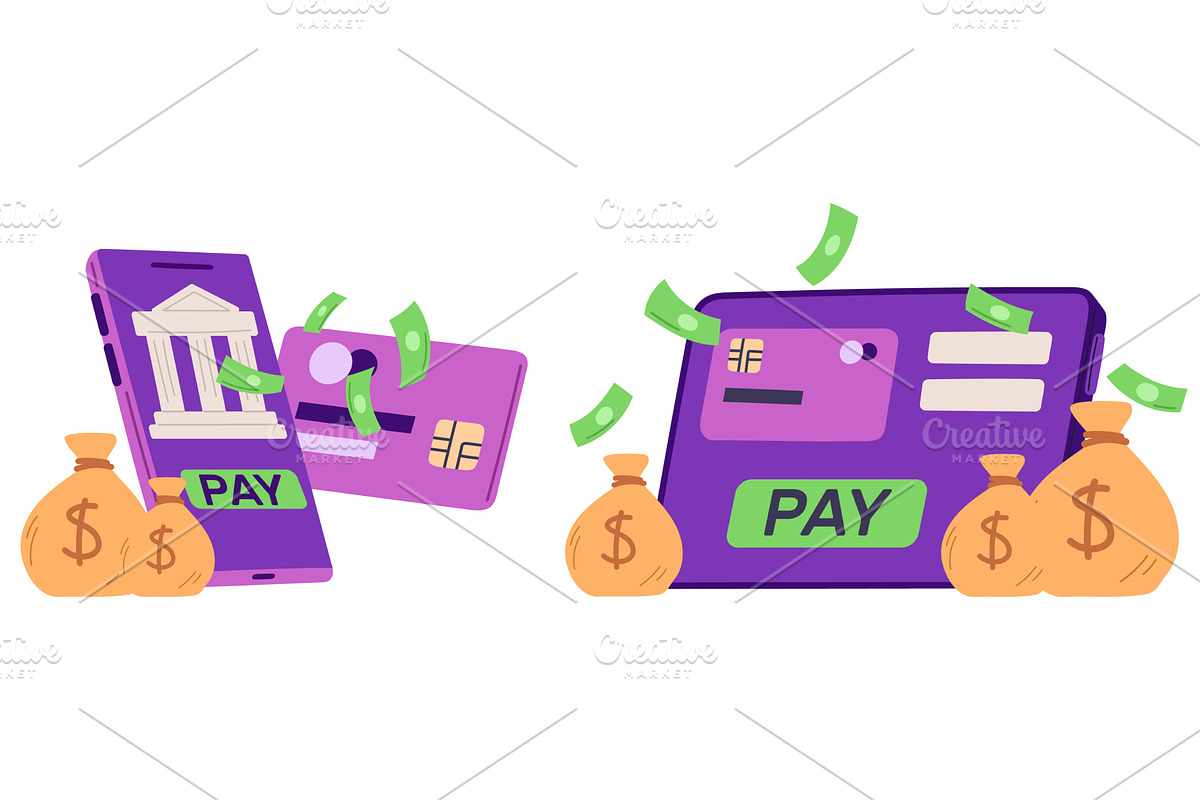 Electronic banking. Money transfers, a Finance Illustration by Vectorbuum