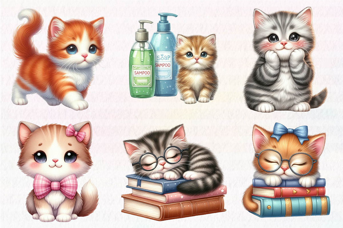 Kawaii Kitten Sublimation Clipart, an Illustration by CreationArt (Photo 2 of 5)