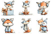 Quirky Christmas Fox Watercolor Clip, a Seasonal Illustration by YA Design (Thumbnail 2 of 7)