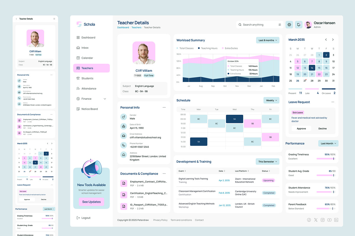 Schola – School Management Dashboard, an UI Kit Template by peterdraw (Photo 5 of 7)