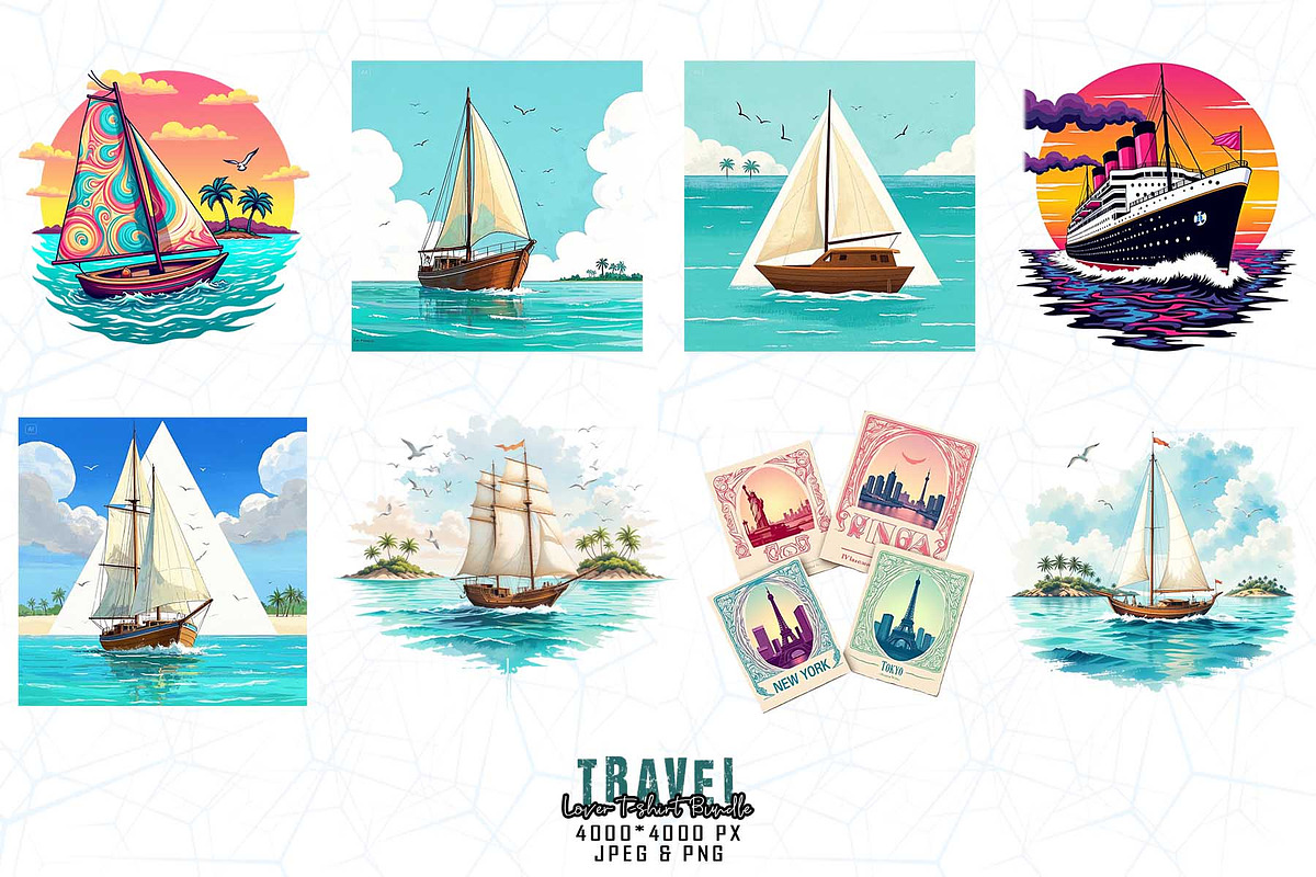 Cute Travel T-shirt Design Bundle, an Object Graphic by Sofia's Fashion (Photo 3 of 3)