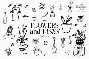 FLOWERS AND VASES Illustrations