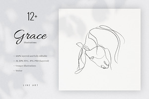Grace. Line Art Illustrations. Sale