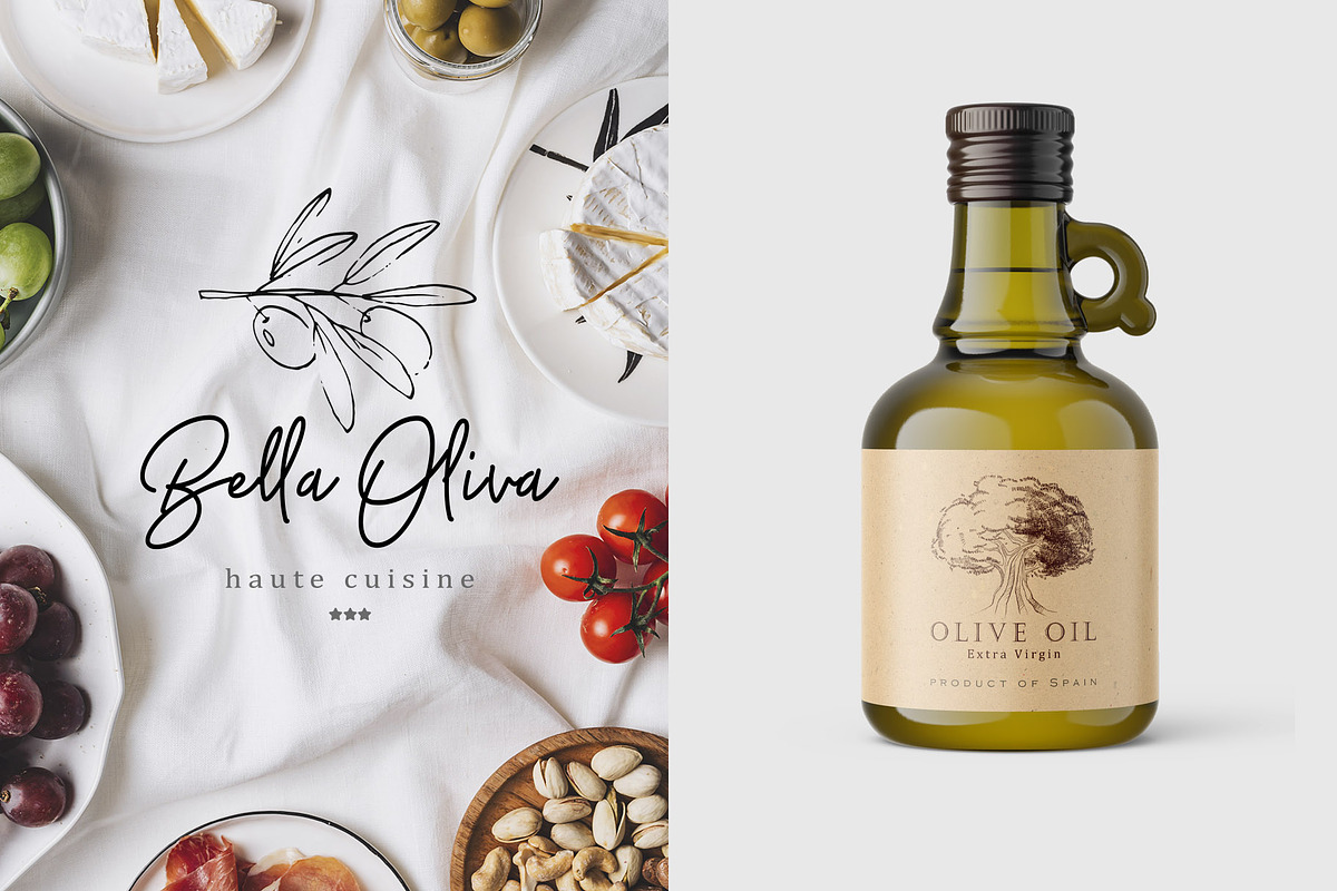 Olives & olive oil sketches, vector, a Food Illustration by harmonia_green_art (Photo 4 of 9)