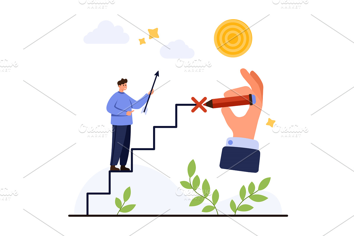 Business Growth Barriers and Failure, a Finance Illustration by Flashvector