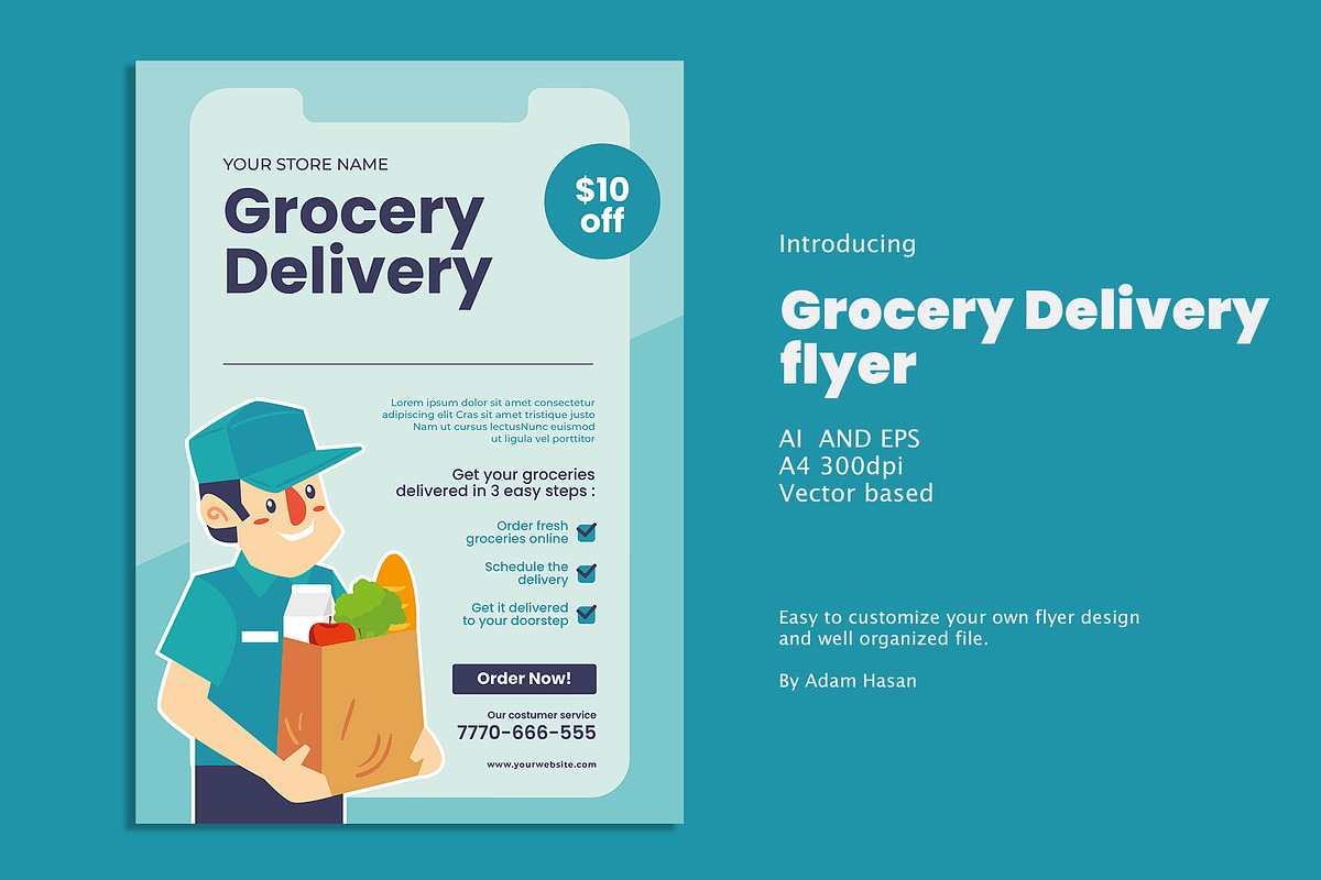 Grocery Delivery flyer, a Flyer Template by AdamHasan (Photo 1 of 3)