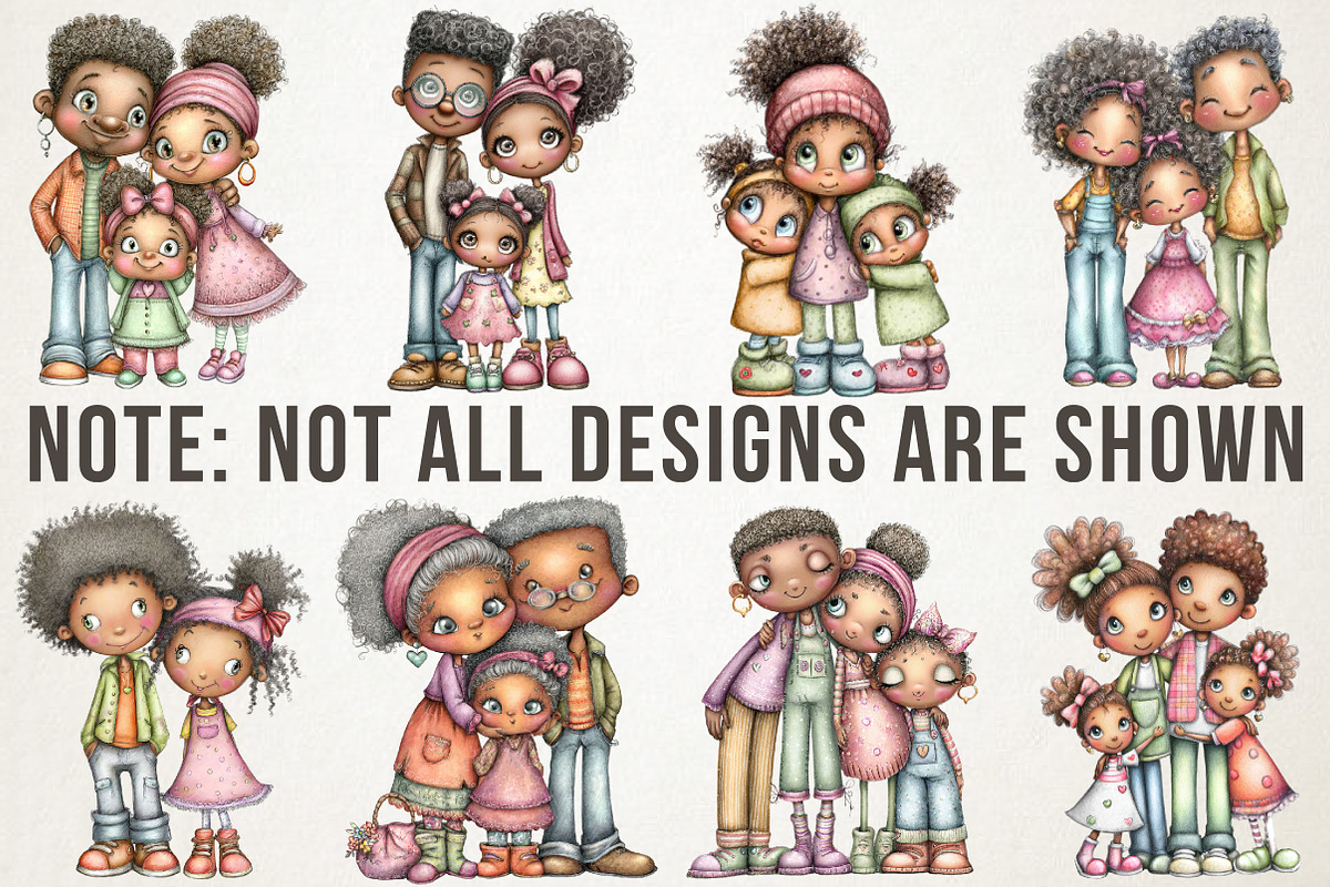 Black Family Clipart Set, a Person Illustration by RobertsArt (Photo 4 of 6)