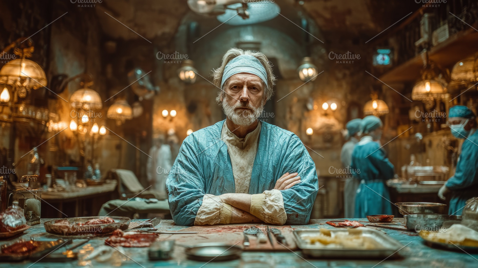 Vintage Operating Room Scene with Surgeon in Retro Medical Setting, a Health & Medical Photo by AS photostudio