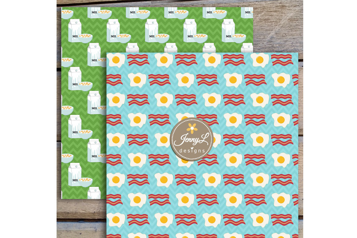 Breakfast Digital Papers & Clipart, a Pattern Graphic by JennyL Designs (Photo 4 of 6)