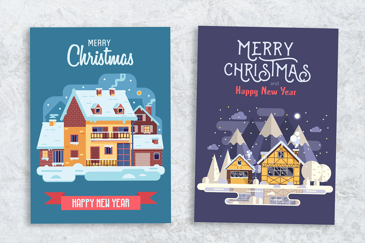 Cozy Winter House Christmas Cards, an Illustration by Alex Krugli (Photo 3 of 8)