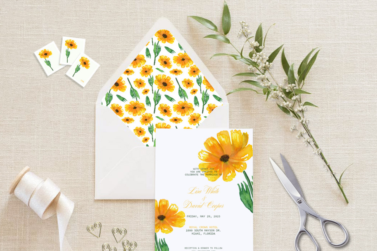 Sunflower Watercolor Wedding Suite, an Invitation Template by Love Design (Photo 8 of 12)