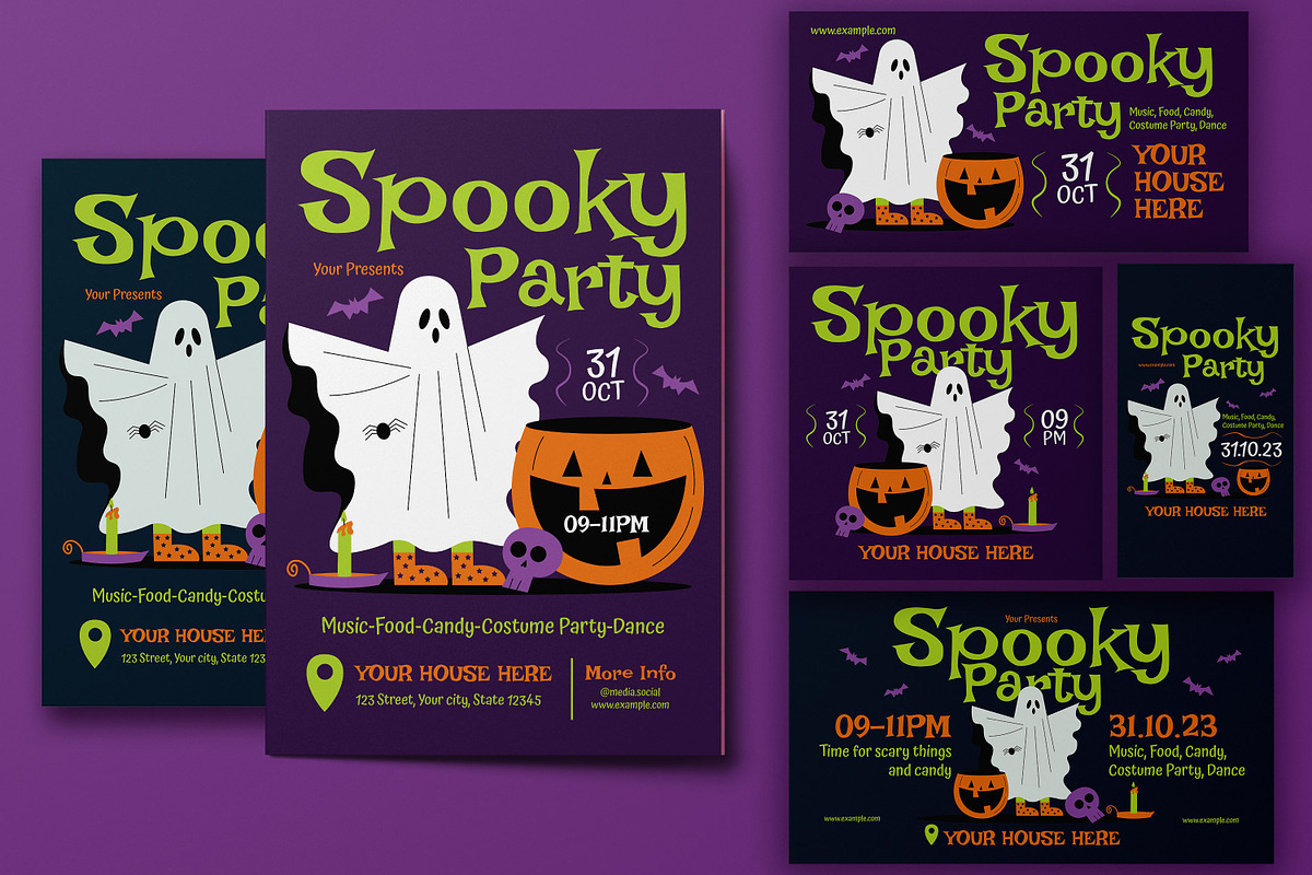 Spooky Party Halloween Flyer Set, a Flyer Template by Artbox Studio (Photo 1 of 4)