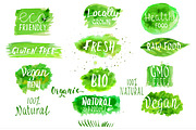 Eco, bio, organic vector labels., a Food Illustration by CreativeJourney (Thumbnail 1 of 3)