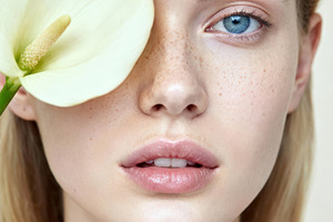 Woman with Calla Lily Covering Eye, a Person Photo by Virgo Studio