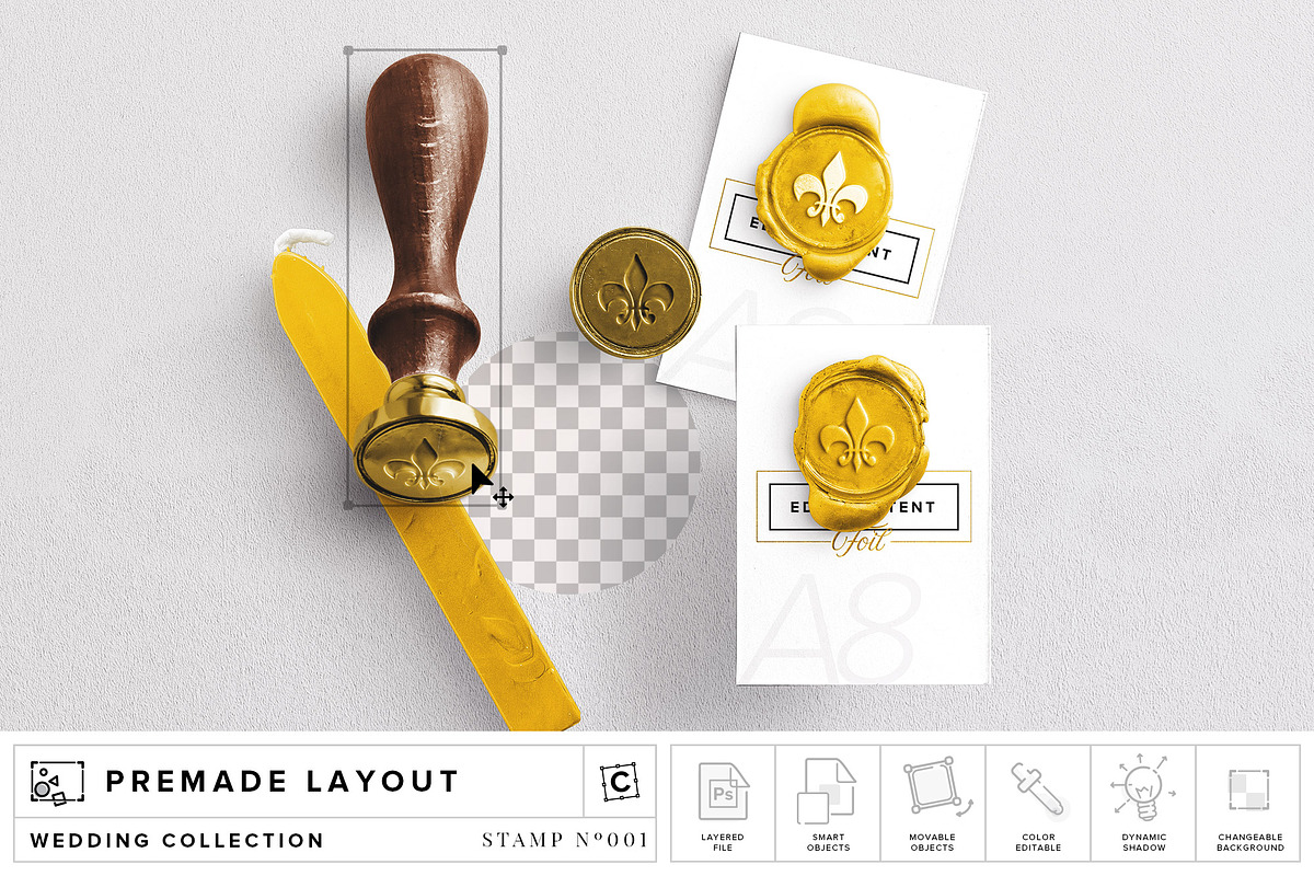 Wax Stamp & A8 Card Mockup, a Print Template by Custom Scene (Photo 1 of 7)