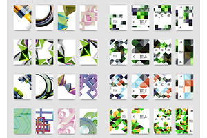 Collection Of Business Annual Report Brochure Templates, A4 Size Covers Created With Geometric Modern Patterns - Squares, Lines, Triangles, Waves